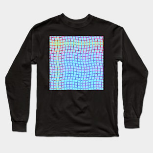 Wavy Plaid Rainbow on Pale Cyan Repeat 5748 Long Sleeve T-Shirt